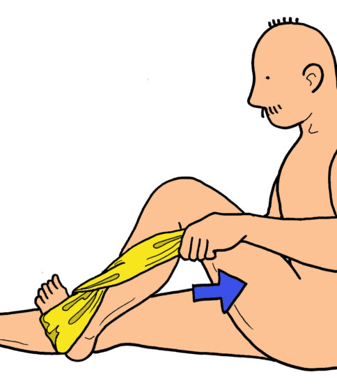 膝関節の屈曲可動域運動（タオル使用）