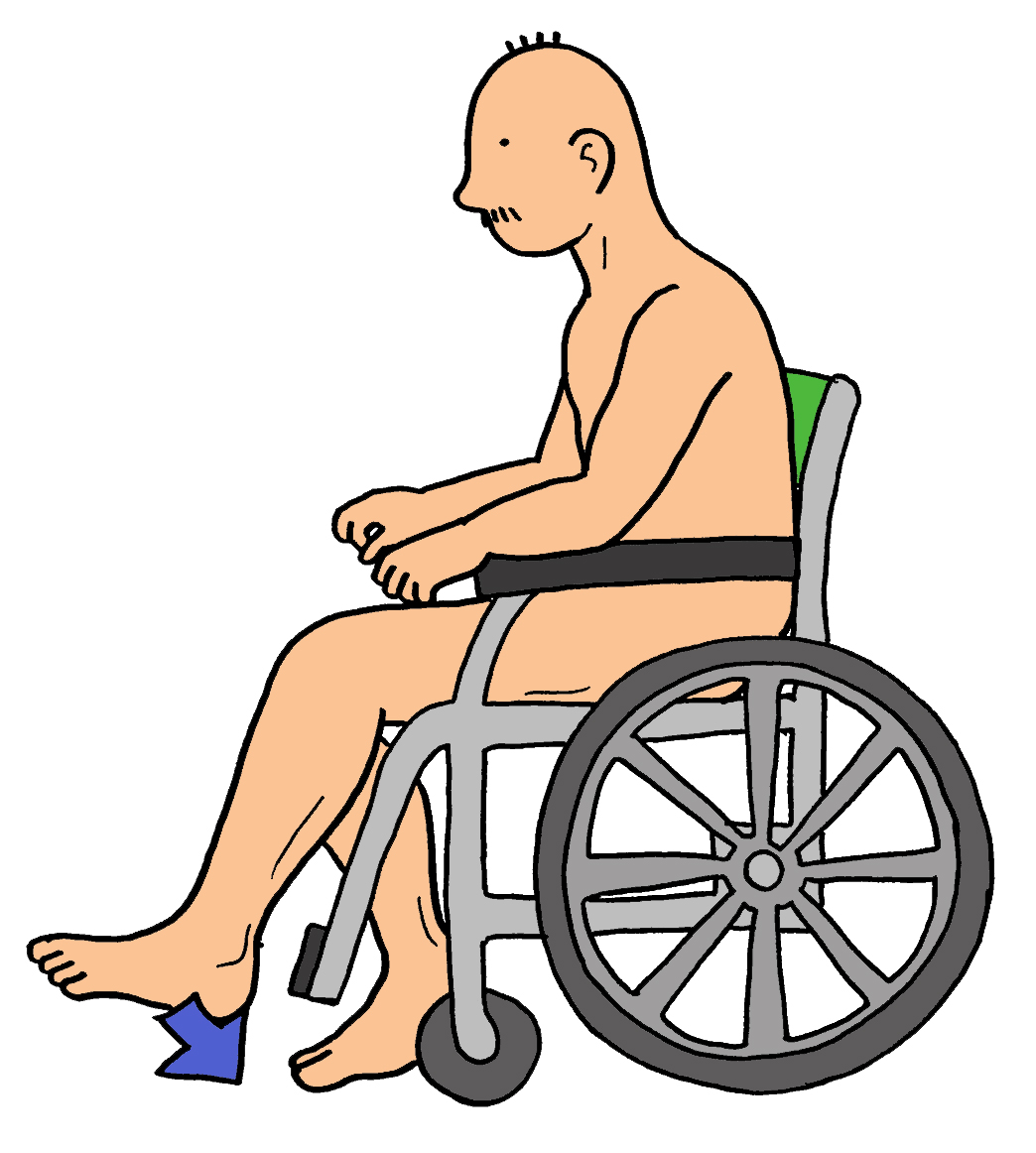 車いすでの両下肢駆動訓練 イラスト すぐに使える リハビリのイラスト集