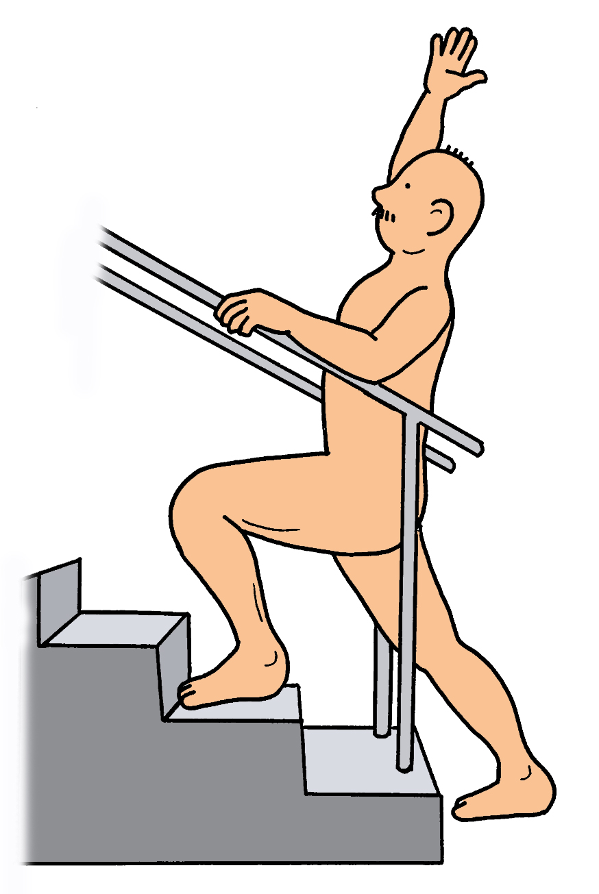 階段 段差を用いたストレッチ方法 すぐに使える リハビリのイラスト集