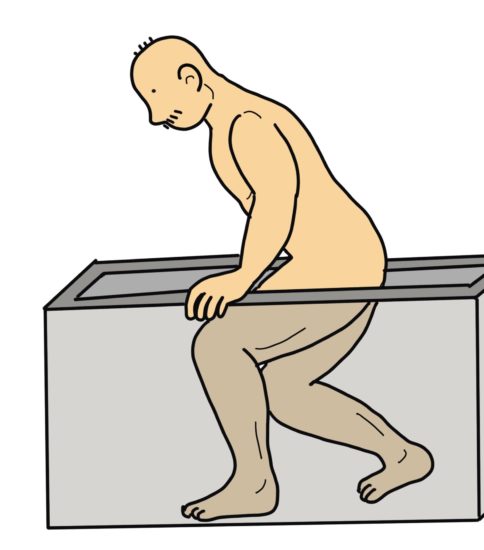 膝の屈曲可動域練習（お風呂でしゃがむ動作を利用）