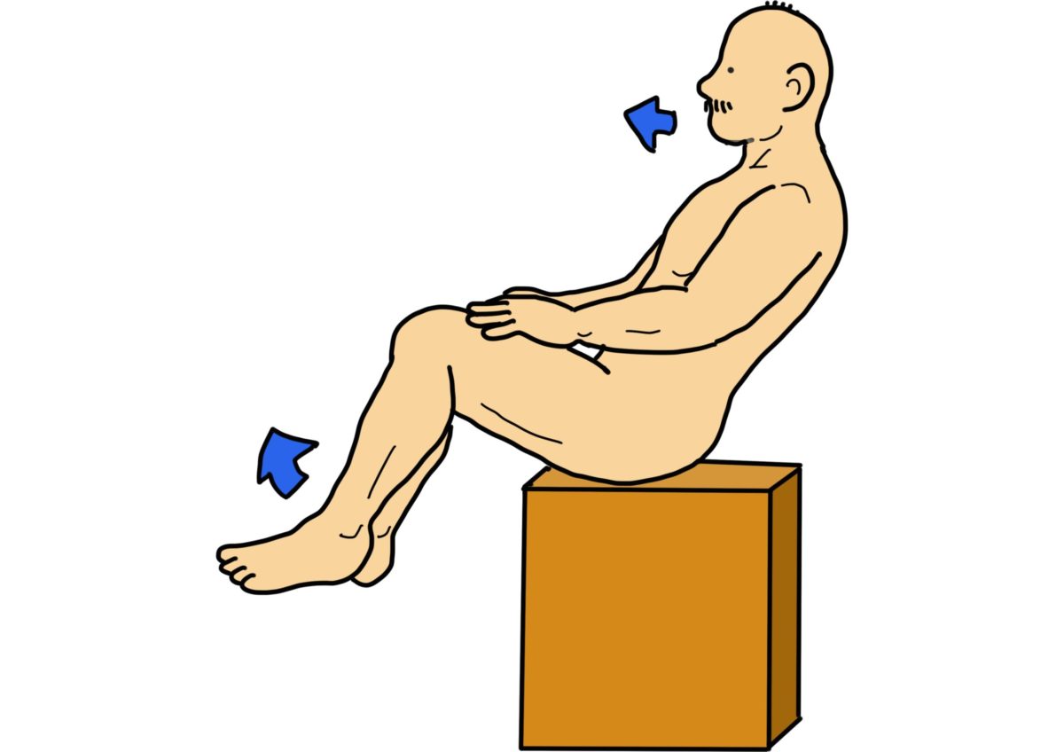 端座位での下肢挙上保持 体幹エクササイズ 失調のリハ すぐに使える リハビリのイラスト集