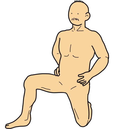 膝立ちから片膝立ちの運動（側方バージョン）
