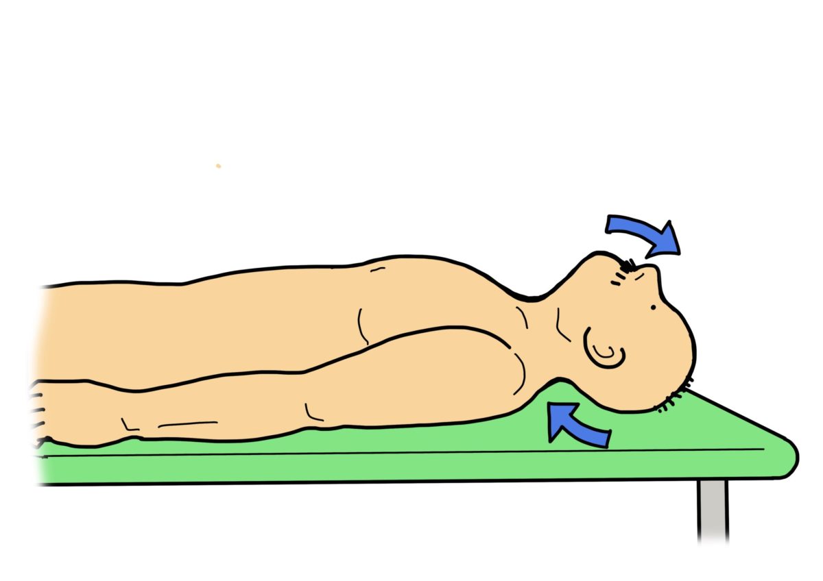 頸部後面の筋力トレーニング（首下り症候群の予防)