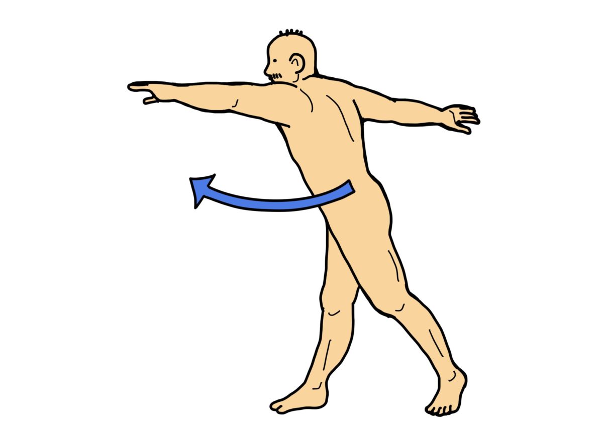 立位で体幹回旋運動 パーキンソン体操にピッタリ すぐに使える リハビリのイラスト集