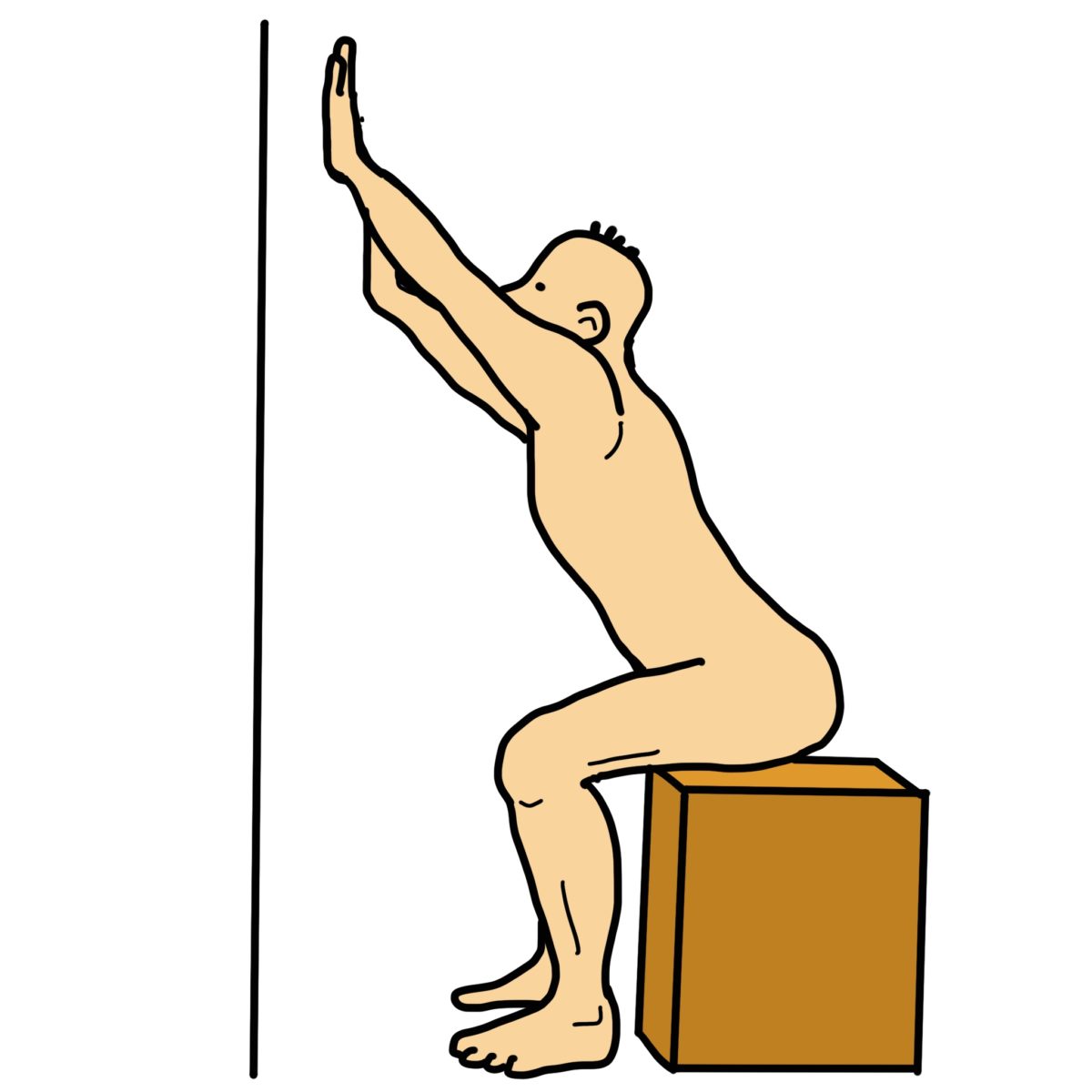 壁を利用した体幹の伸展ストレッチ（座位・立位バージョン）