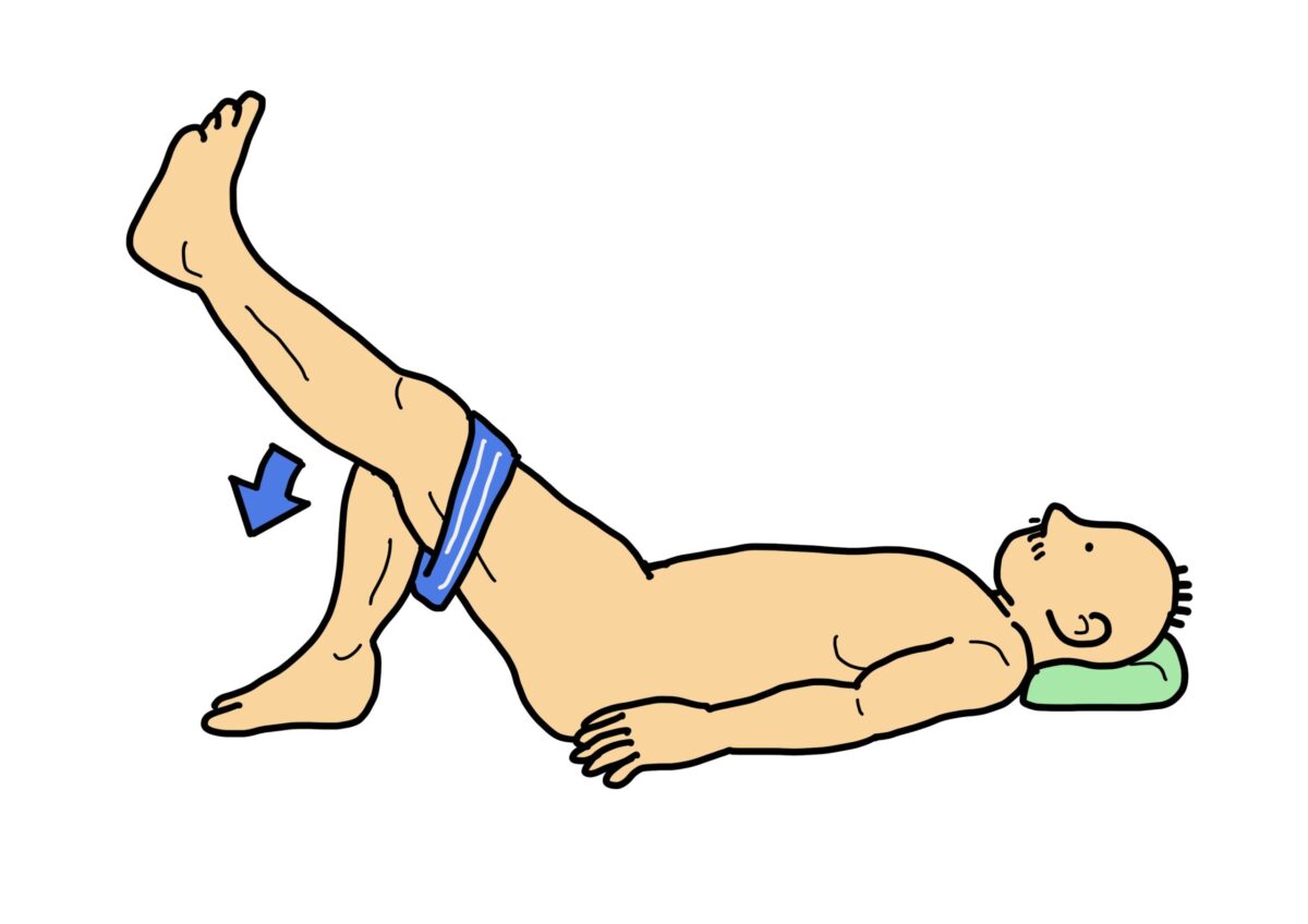 股関節伸筋（大臀筋・ハムストリングス）の筋力強化　その2（ゴムバンド使用）