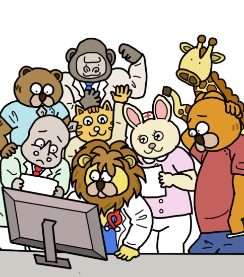 チーム医療のイラスト　その52（多職種集合）