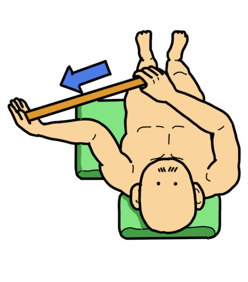 肩関節内旋筋（肩甲下筋）のストレッチ（棒使用）