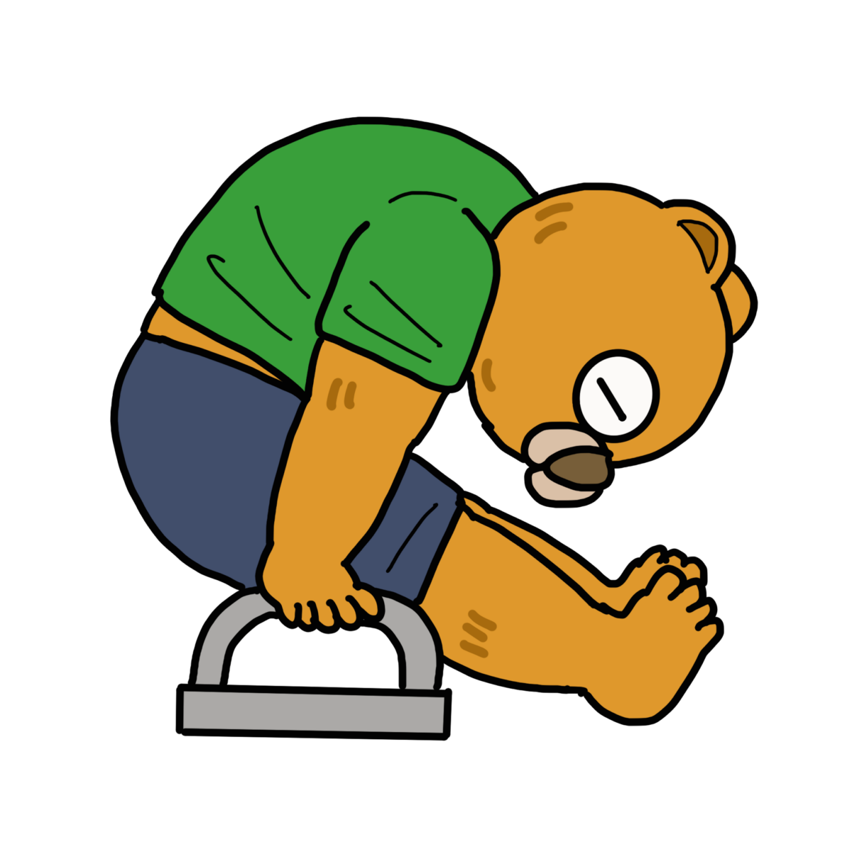 長座位からのプッシュアップのイラスト（脊髄損傷の場合）