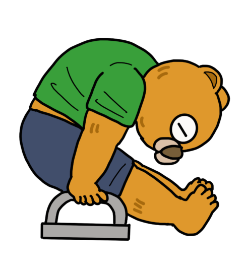 長座位からのプッシュアップのイラスト（脊髄損傷の場合）