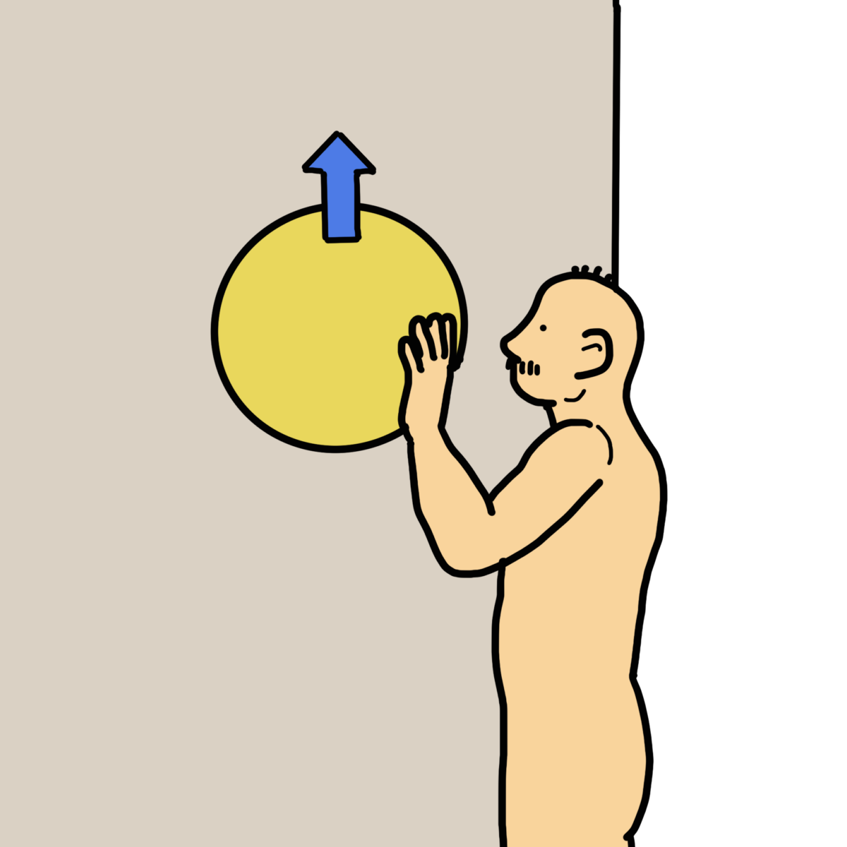 バランスボールを使用した肩屈曲（上肢挙上）運動