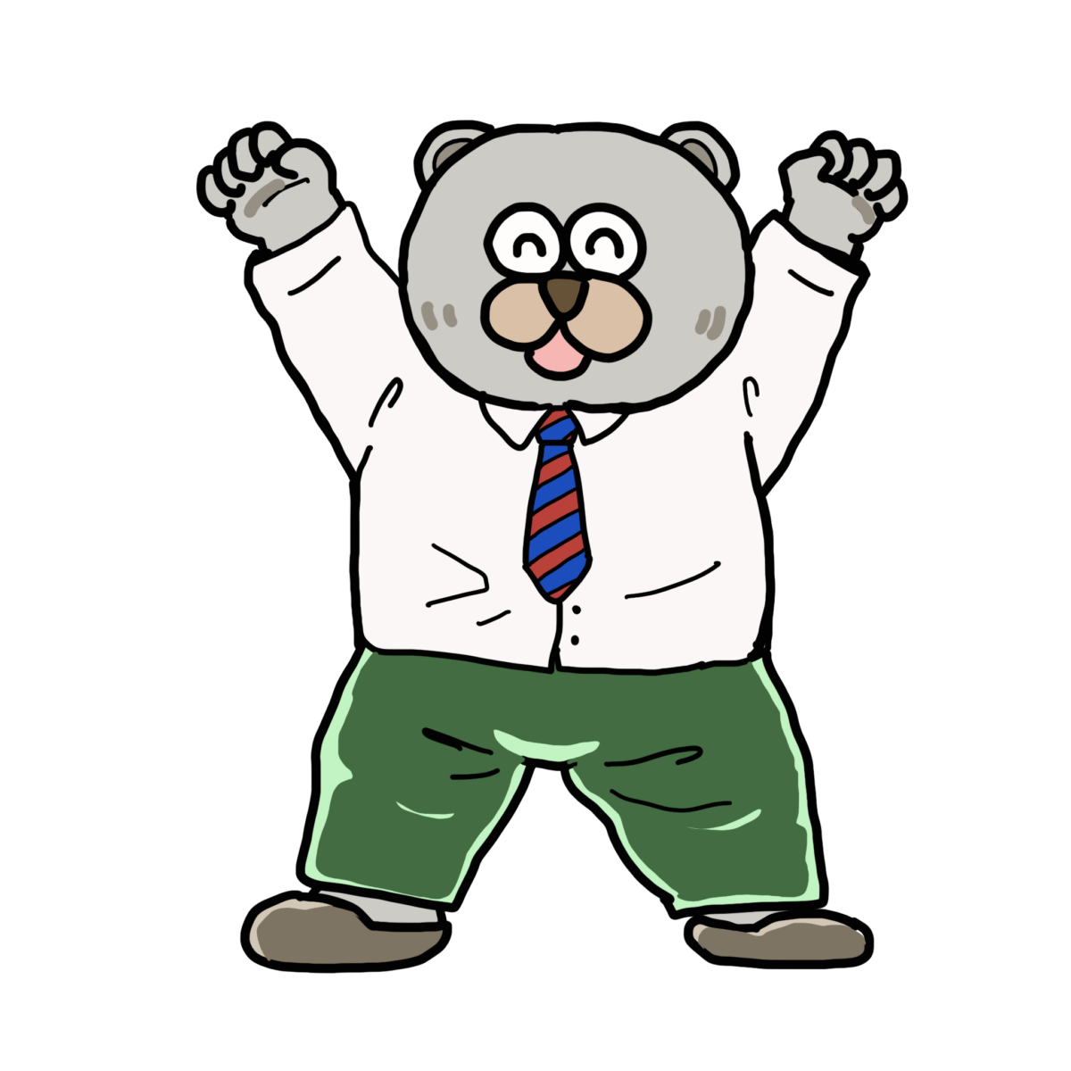 クマのキャラクターのイラスト　その4（両手挙上：シャツVer.）