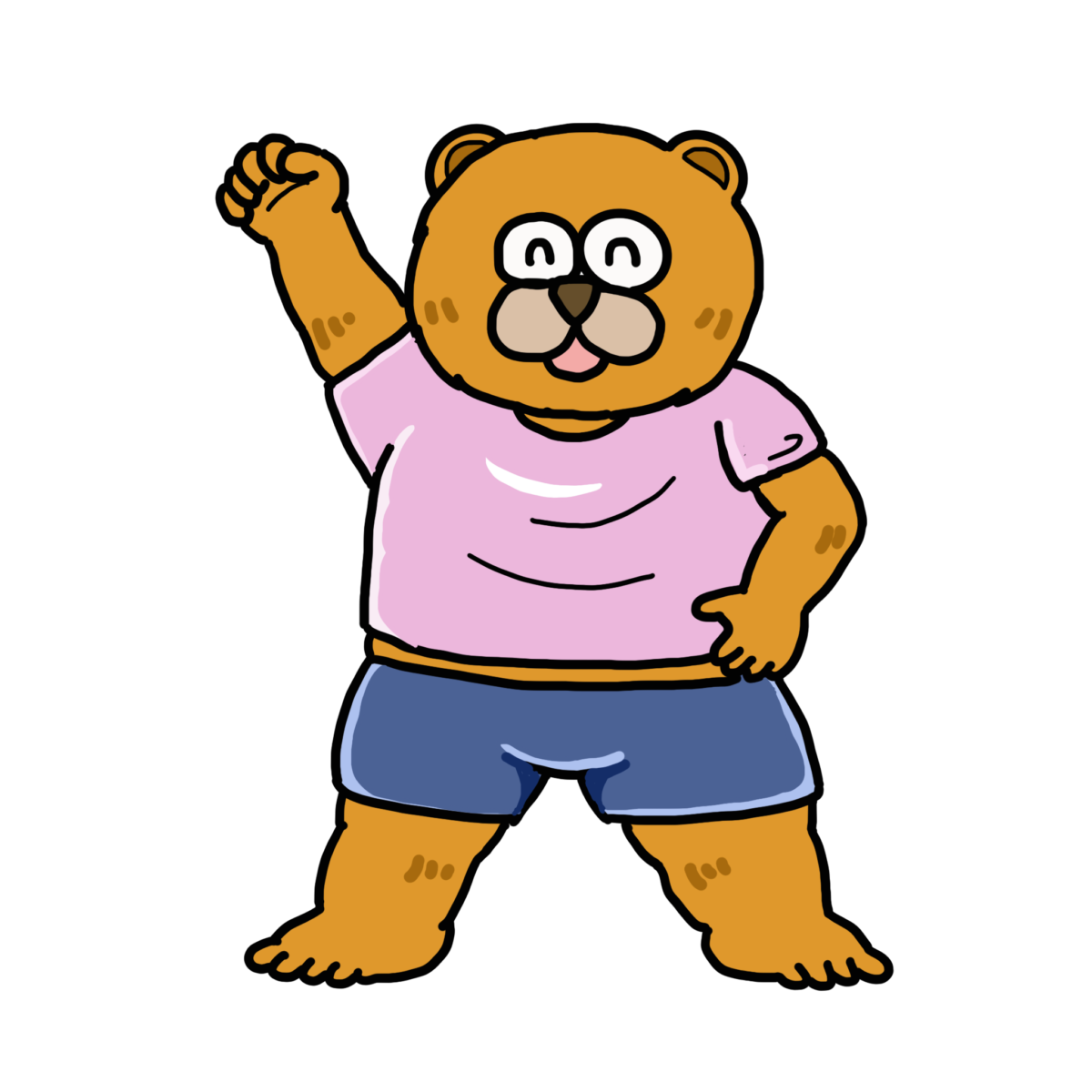 クマのキャラクターのイラスト　その1（片手挙上）