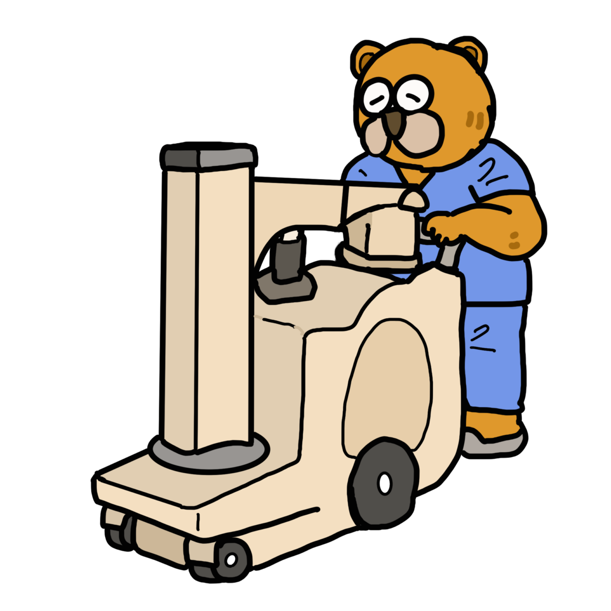 チーム医療のイラスト　その49（放射線技師：ポータブルレントゲン機器）