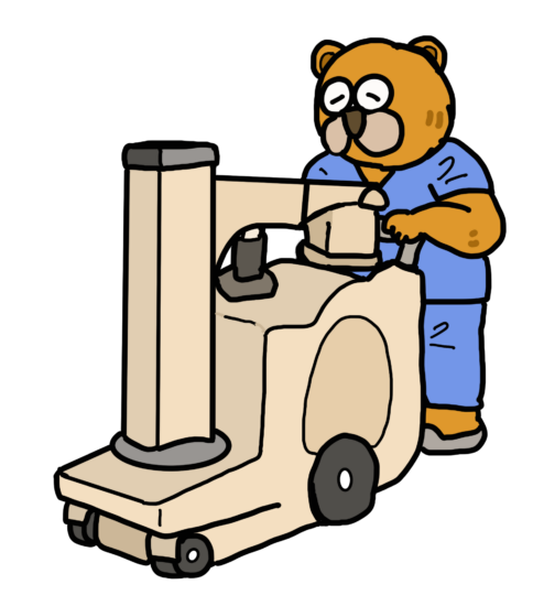 チーム医療のイラスト　その49（放射線技師：ポータブルレントゲン機器）