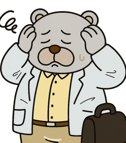 訪問診療医（クマVer.）のイラスト2　〜在宅が抱える課題など〜