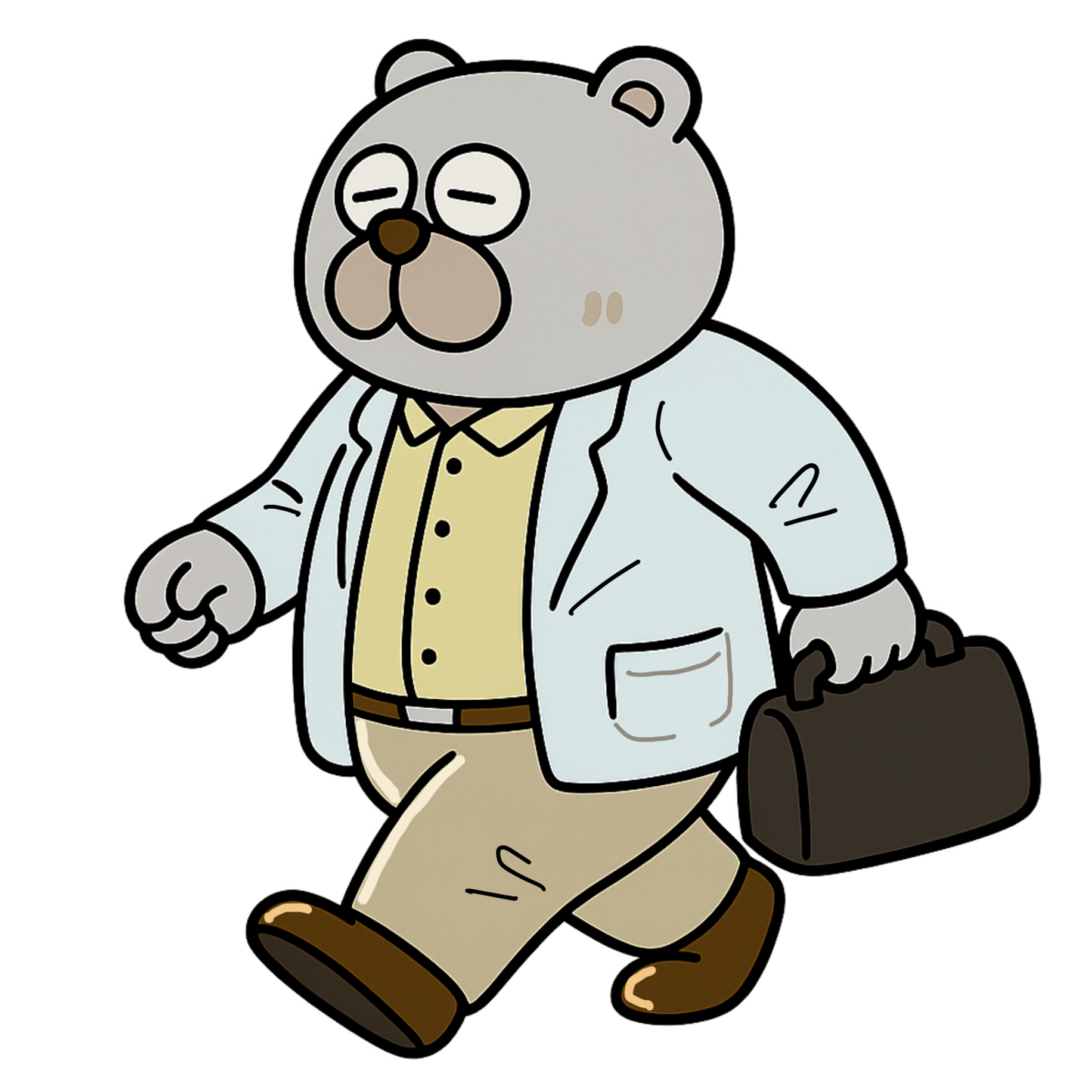 医師のイラスト〜訪問診療医（クマVer.）1