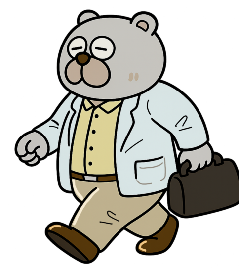 医師のイラスト〜訪問診療医（クマVer.）1