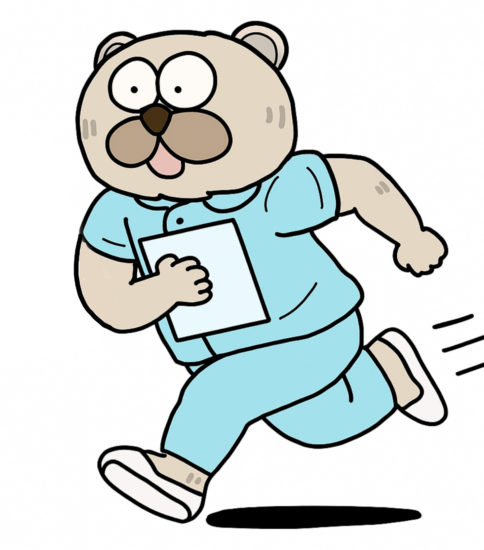 看護師のイラスト（クマVer.）その4〜看護師は忙しい！