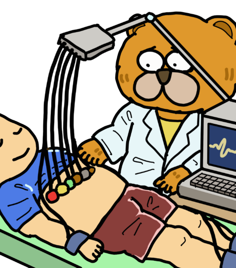 チーム医療のイラスト　その55（臨床検査技師：12誘導心電図・エコー検査など）